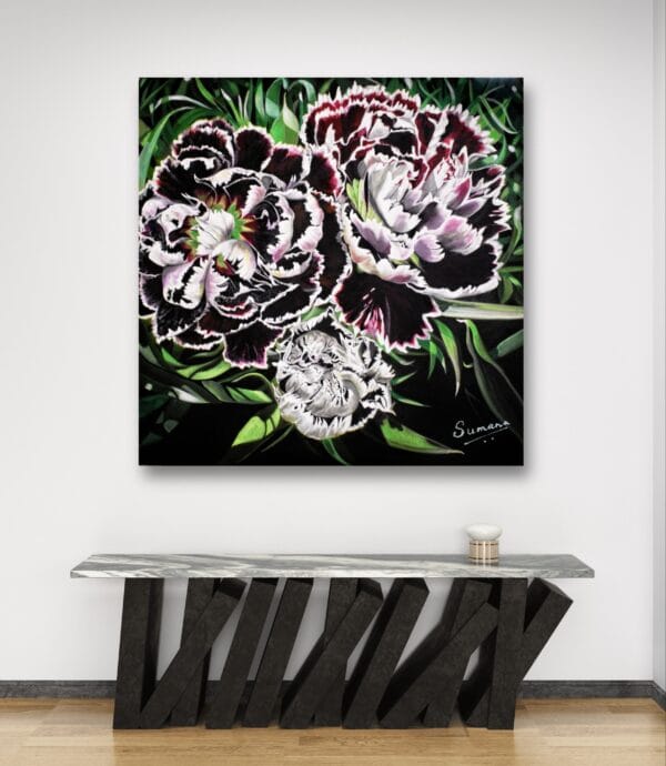 Black Beauties Of Heaven- Carnation Flower painting - Image 5