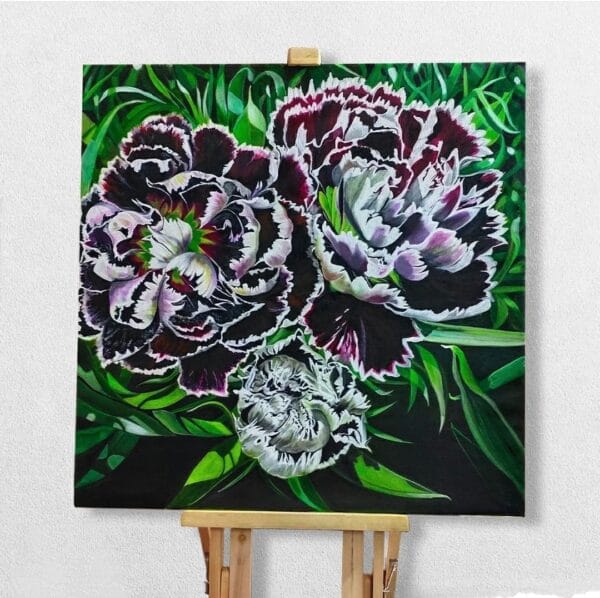 Black Beauties Of Heaven- Carnation Flower painting - Image 6