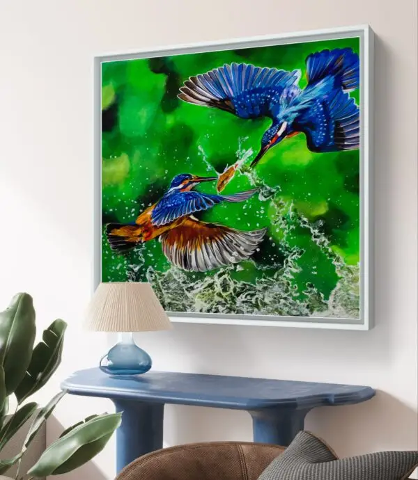Love Abounds- Original Kingfisher Wildlife Painting - Image 4