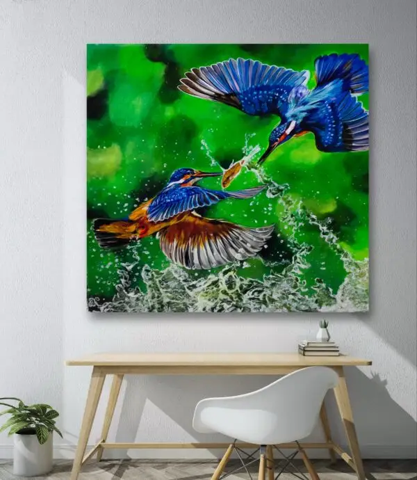 Love Abounds- Original Kingfisher Wildlife Painting - Image 2