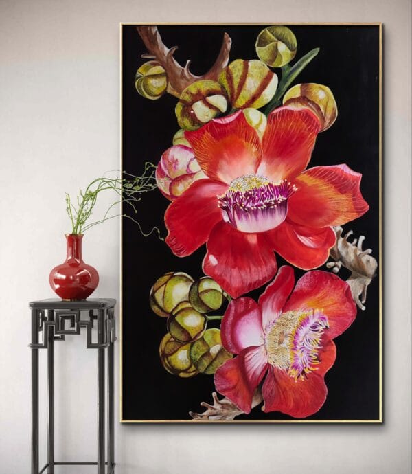 Divine Blooms – Original Floral Realism Painting - Image 4