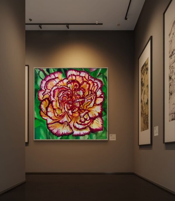Solar Flare-Original yellow carnation Painting-Realistic art