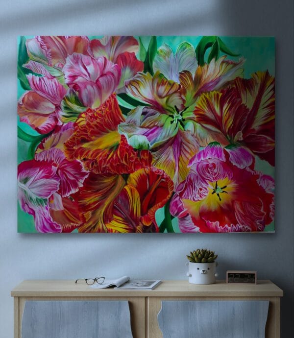 Refraction -original Parrot Tulip Painting - Image 6
