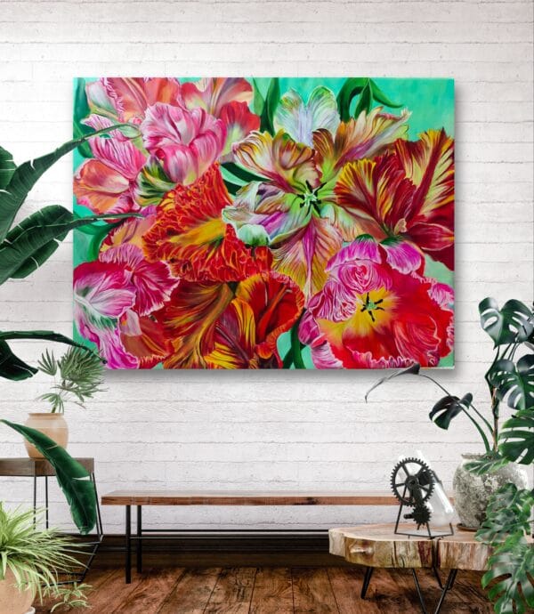 Refraction -original Parrot Tulip Painting - Image 2