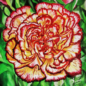 Solar Flare - Original yellow carnation Painting