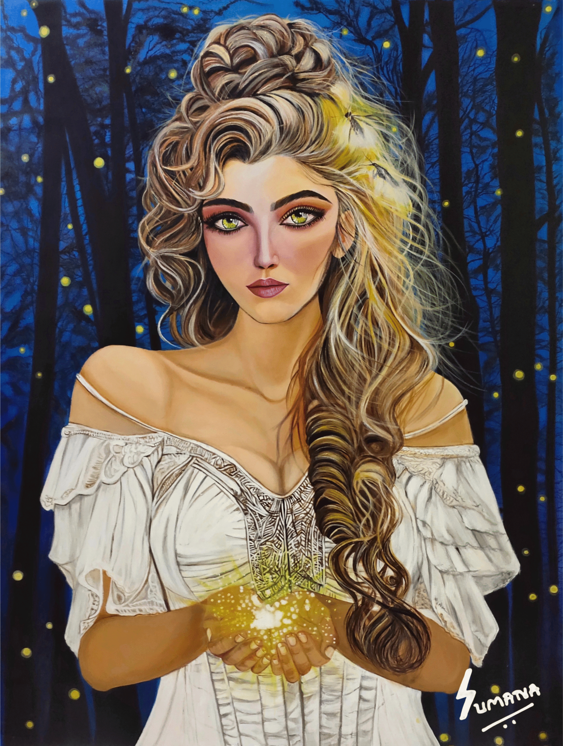 Silent Call-Divine Feminine Surreal Portrait Painting