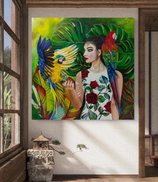 Wilderness – Woman With Macaw Artwork - Image 2